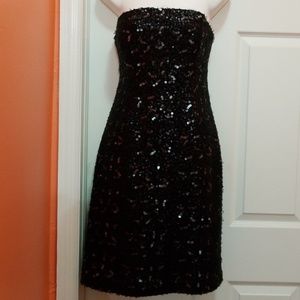 Banana republic black sequence midi dress size 8